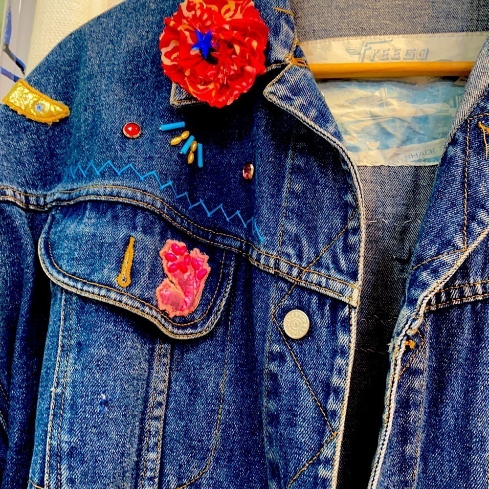 Vintage Freego Oversized & Embellished Jean Jacket - Picture 3 of 9